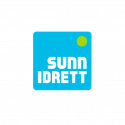 Logoen til "sunn idrett" med en stilisert representasjon av solen i øvre venstre hjørne, som formidler temaer som helse, vitalitet og sport.