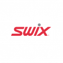 Bildet viser en stilisert tekstlogo som leser "swix" i en fet rød skrift med gradientnyanser og grafiske elementer som antyder hastighet eller bevegelse, som muligens representerer et merkenavn eller en firmalogo. Dessverre er bildet ufullstendig med den øvre delen skjult av en grå sirkel med en hvit kant, som ligner en generisk plassholder eller et feilikon.